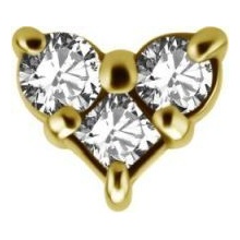 Gold Steel - Cubic Zirconia - Heart - 5mm Threadless Attachment