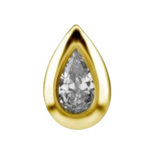 Gold Steel - Pear Cubic Zirconia - 6mm Threadless Attachment