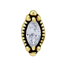 Gold Steel - Marquise Cubic Zirconia - 7mm Threadless Attachment