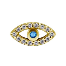Gold Steel - Evil Eye Cubic Zirconia - 10mm Threadless Attachment