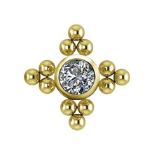 Gold Titanium - Premium Zirconia Cross Cluster - 5mm Threadless Attachment