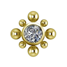 Gold Titanium - Premium Zirconia Circle Ball Cluster - 5mm Threadless Attachment