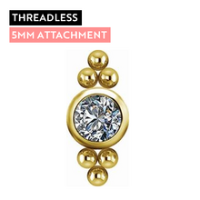 Gold Titanium - Premium Zirconia Ball Triangle Cluster - 5mm Threadless Attachment