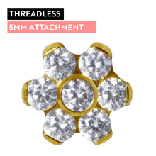 Gold Titanium - Premium Zirconia - Flower - 5mm Threadless Attachment