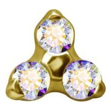 Gold Titanium - Aurora Borealis Premium Zirconia - Trinity - 2.5mm Threadless Attachment