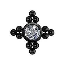 Black Titanium - Premium Zirconia Cross Cluster - 3mm Threadless Attachment