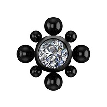 Black Titanium - Premium Zirconia Circle Ball Cluster - 3mm Threadless Attachment