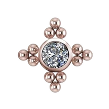Rose Gold Titanium - Premium Zirconia Cross Cluster - 5mm Threadless Attachment