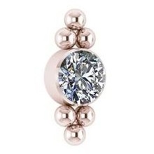 Rose Gold Titanium - Premium Zirconia Ball Triangle Cluster - 5mm Threadless Attachment