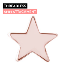 Rose Gold Titanium - Star - 4mm - Threadless Attachment