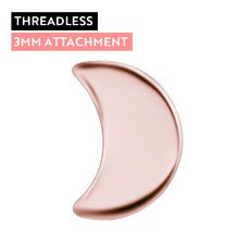 Rose Gold Titanium - Moon - 3mm - Threadless Attachment