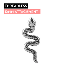 Surgical Steel - Snake - 12mm Threadless Attachment