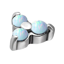 Surgical Steel - Trinity - Lab Created  White Opal - 4mm Threadless Attachment