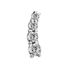 Surgical Steel - Premium Zirconia Ear Piece - Left Ear - 8mm Threadless Attachment