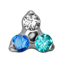 Surgical Steel - Premium Zirconia - Trinity Blue Threadless Attachment