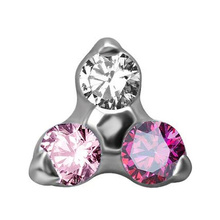 Surgical Steel - Premium Zirconia - Trinity Pink Threadless Attachment