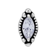 Surgical Steel - Marquise Cubic Zirconia - 7mm Threadless Attachment