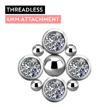 Titanium - Premium Crystal - Bezel Cluster Design - Threadless Attachment
