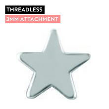 Titanium - Star - 3mm - Threadless Attachment