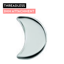 Titanium - Moon - 3mm - Threadless Attachment