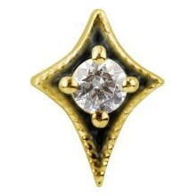 18k Gold - Premium Zirconia Diamond Star - 6.5mm Threadless Attachment
