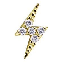 18k Gold - Lightning Flash Premium Zirconia - Left - 7mm Threadless Attachment