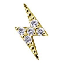 18k Gold - Lightning Flash Premium Zirconia - Right - 7mm Threadless Attachment