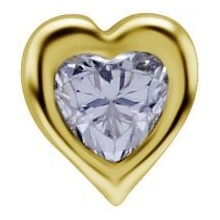 18k Gold - Heart Shape Premium Zirconia - 5mm Threadless Attachment