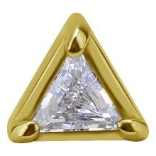 18k Gold - Triangle Shape Premium Zirconia - 4mm Threadless Attachment