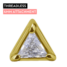 18k Gold - Triangle Shape Premium Zirconia - 4mm Threadless Attachment