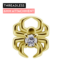 18K Gold - Spider Premium Zirconia - 6mm Threadless Attachment