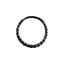 Black Steel Hinged Conch Ring - Twisted Rope Ring