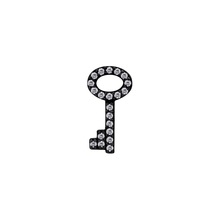 Black Steel Jewelled Key Charm Cubic Zirconia