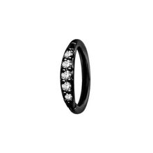 Black Steel Hinged Ring - Premium Zirconia