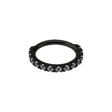 Black Steel Hinged Ring - Premium Zirconia Square