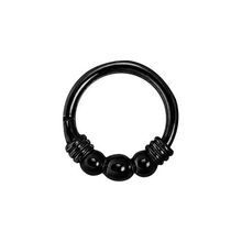 Black Steel Nose Ring - 3 Balls