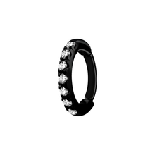 Black Steel Oval Rook Ring - Premium Zirconia