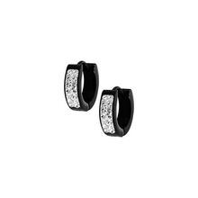 Black Steel Hoop Earrings - Premium Crystal 20 Gauge - 14mm