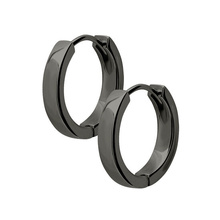 Black Steel Plain Hoop Earrings 20 Gauge - 12mm