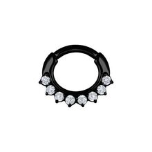 Black Steel Septum Ring - 8 Prong Cubic Zirconia Crown 16 Gauge - 6mm