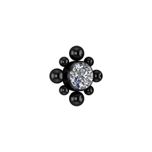 Black Titanium Attachment for Internal Thread Labret - Premium Zirconia Circle Ball Cluster - 3mm