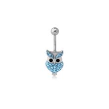 Surgical Steel Belly Bar - Jewelled Owl