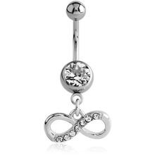 Surgical Steel Belly Bar - Jewelled Infinity Charm