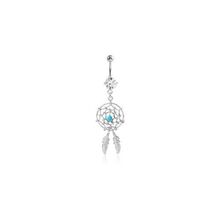 Surgical Steel Belly Bar - Feathered Dreamcatcher 14 Gauge - 10mm