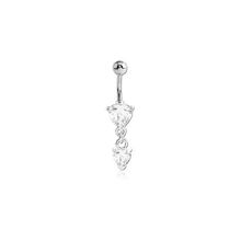 Surgical Steel Belly Bar - Jewelled Hearts 