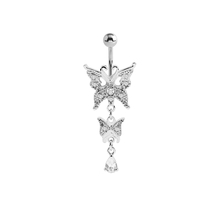 Surgical Steel Belly Ring - Butterfly 14 Gauge - 10mm