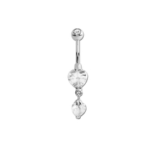 Surgical Steel Belly Bar - Crystal Jewelled Heart Charm