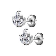 Surgical Steel Ear Studs - Cubic Zirconia Marquise Cluster