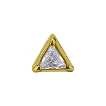 18k Gold Attachment for (Type S) Internal Thread Labret - Triangle Shape Premium Zirconia - 4mm