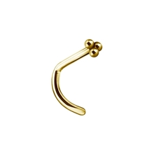 18K Gold Pigtail Nose Stud - 3 Ball Trinity - 2.5mm